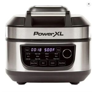 Grill Air Fryer Combo 6 QT 12-in-1 Indoor Slow Cooker, Roast, Bake,1550w.